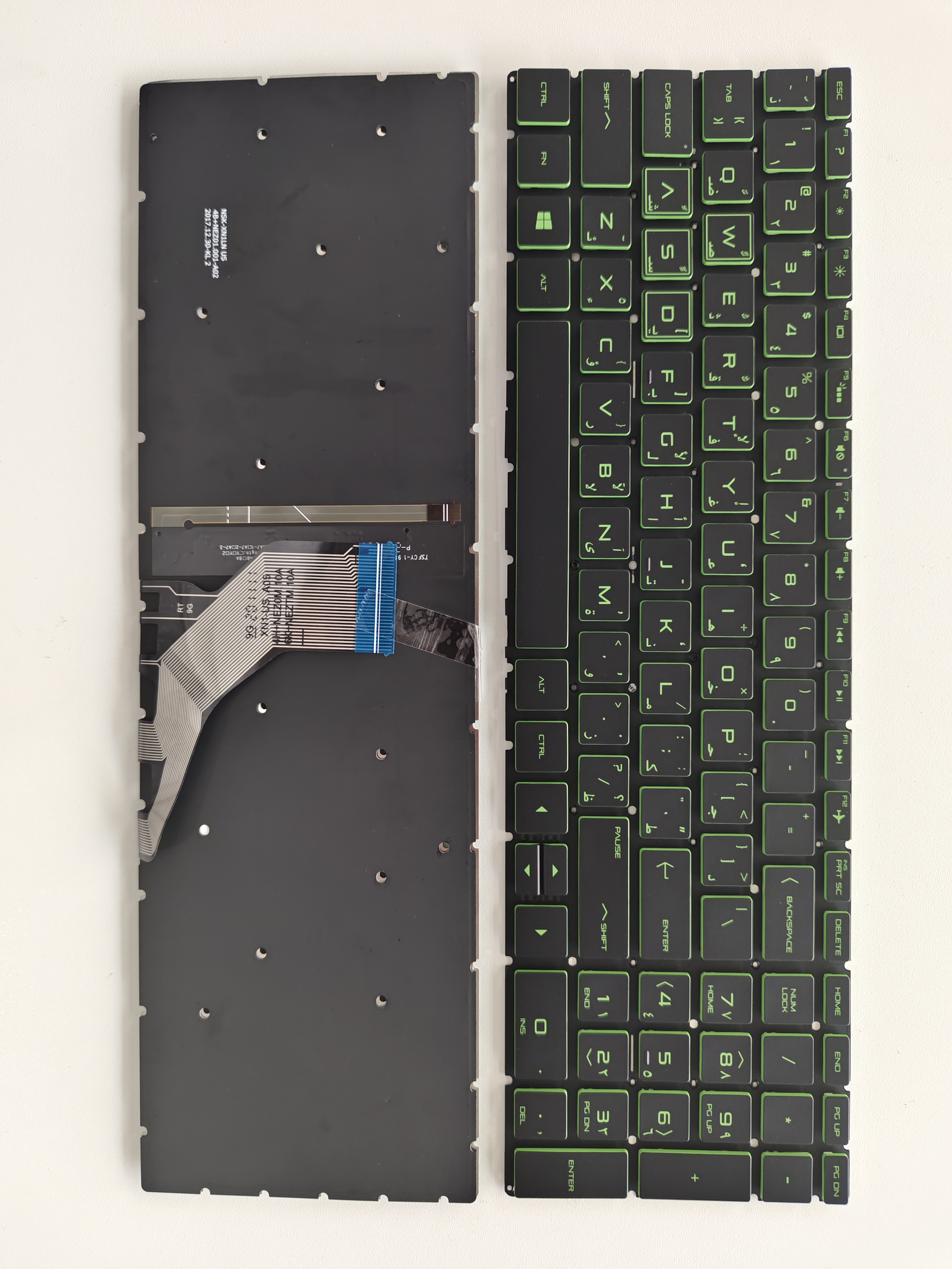 Picture of New Replacement Laptop Keyboard For HP 15-DA/15-CX/15-DK/15-CN/15-CR/15-CS/15-DB BLACK Backlit,Green Printing,Green Side (OEM) AR Layout